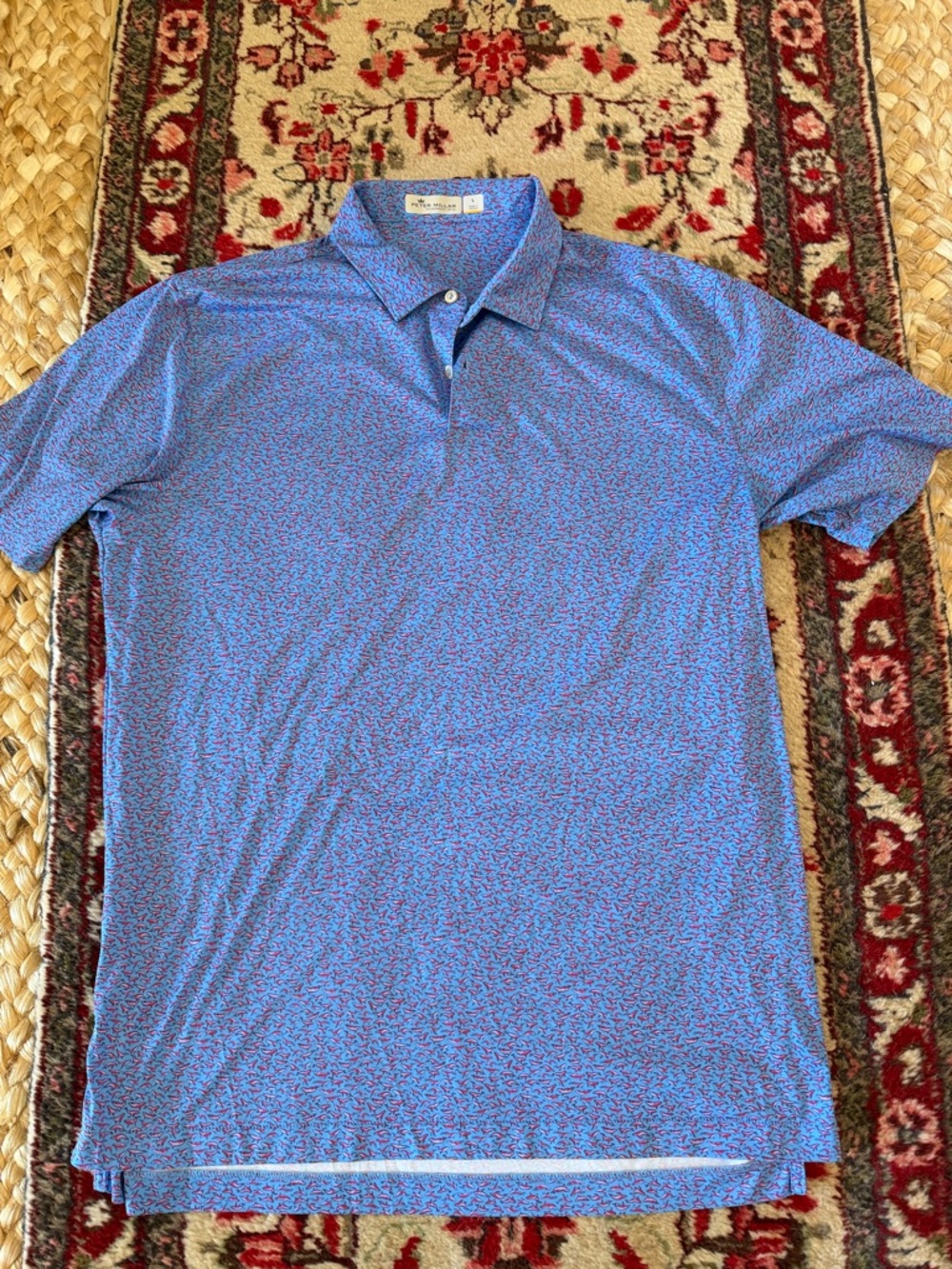 Peter Millar Blue Microprint Polo